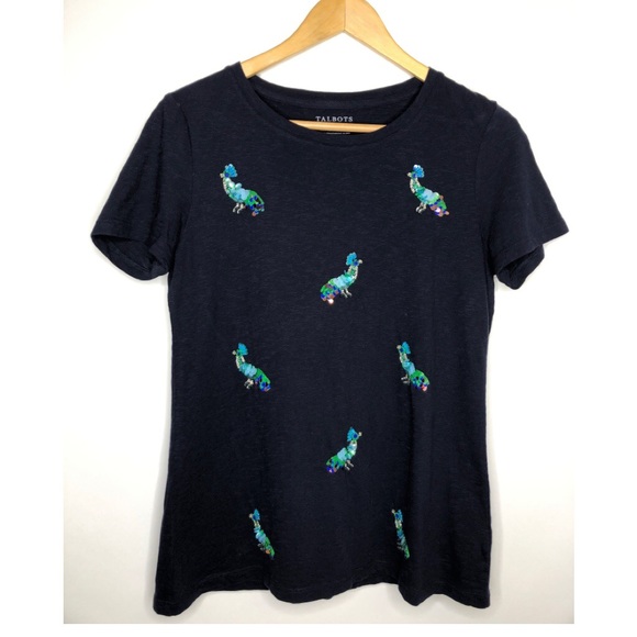 Talbots EMBELLISHED PEACOCKS CREWNECK - Small - Picture 4 of 7
